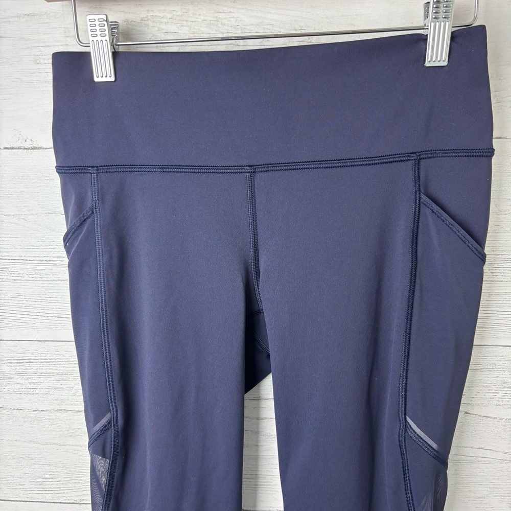 Lululemon Home Stretch Crop (19") Midnight Navy Running Leggings Mesh Pockets 6 - Picture 7 of 14